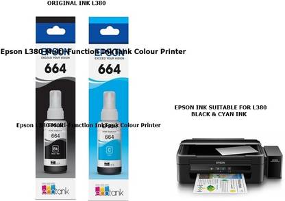 EPS ORIGINAL Epson L380 Multi-function Color Ink Tank Printer CYAN & Black Ink Bottle