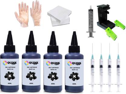 QUINK Refill Kit For Canon PIXMA E3370 , TS3370S Printer Ink Cartridge- PG-745 - CL746 Black Ink Bottle
