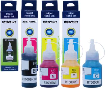 BESTPRINT Ink For BROTHER DCP T300, T310W, T500W, T510W, T700W, T710W, T800W, T810W Black + Tri Color Combo Pack Ink Bottle