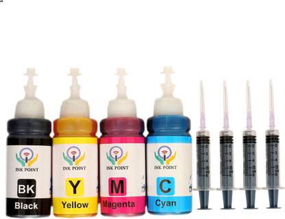 inkpoint ink With Syringe For HP DeskJet 2729 Multi-function WiFi Color Printer Compatibl Black + Tri Color Combo Pack Ink Bottle
