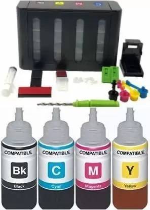 GPN PRINT CISS Ink Tank Kit Universal for Compatible HP, Canon,Brother & Epson Printers Black + Tri Color Combo Pack Ink Cartridge