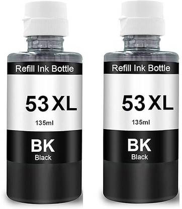 HDPrint Printer Ink GT53xl, Black for ,GT5820 Ink Bottle (135ml X 2 Bottle Black Ink) Black - Twin Pack Ink Bottle