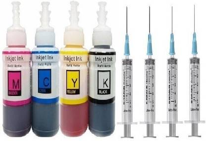 Ang Compatible Refill Ink HP 704 Black & 704 Tri Color Ink Cartridge & 4 syringes Black + Tri Color Combo Pack Ink Cartridge