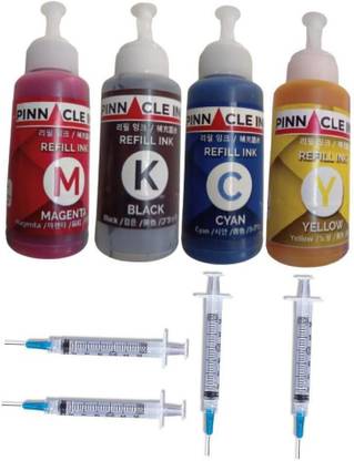 Pinnacle Ink HP DeskJet Refill Ink 4729 Black + Tri Color Combo Pack Ink Bottle