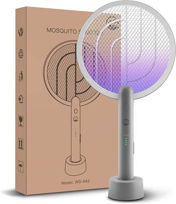Aisha Impex Electric Fly Swatter Racket, 2 in 1 Smart Bug Zapper with USB Rechargeable Base Insect Net