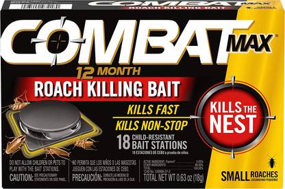 Combat Max 12 Month Roach Killing Bait Station, Small, Black, Pack of 1