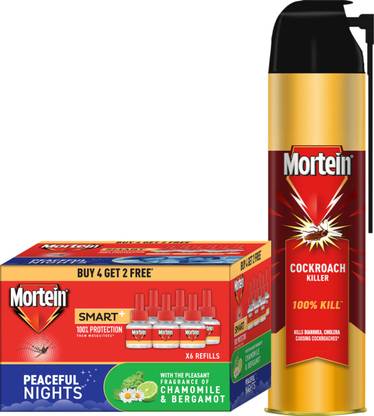 Mortein Cockroach Killer with Target Nozzle 625ml+45ml *6 Mosquito Repellent Refill