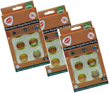 RunBugz Natural Repellent Mosquito Patches for Babies with 24 Hours Protection,30 Patches (New Smiley Printed) -(Pack Of 3)