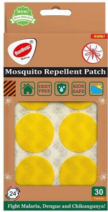 RunBugz Natural Repellent Mosquito Patches for Babies with 24 Hours Protection,30 Patches (Yellow Plain) -(Pack Of 1)