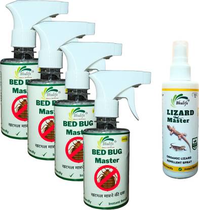 BhuLife Bedbug Spray Strong 250ML and Safe Lizard Spray Natural Oil Based 100ML
