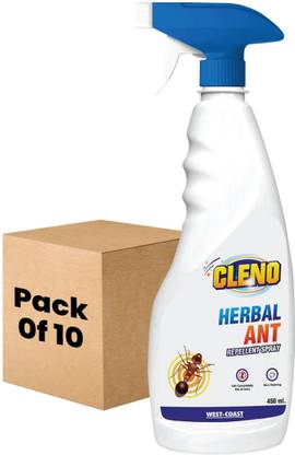 CLENO Herbal Ant Repellent Spray | Repels Ants, Roaches, Fleas - 450ml (Pack of 10)