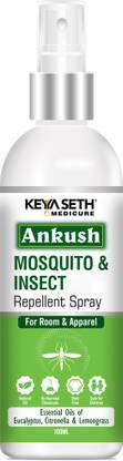 KEYA SETH AROMATHERAPY Ankush Mosquito & Insect Repellent Spray for Room & Apparel with Citronella, Lemongrass & Eucalyptus Oil Non-Toxic & No DEET Formula -Safe for kids