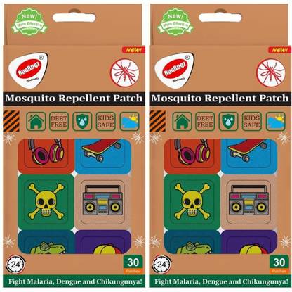 RunBugz Mosquito Repellent Printed Skull Patches, 30 Patches (Pack of 2)