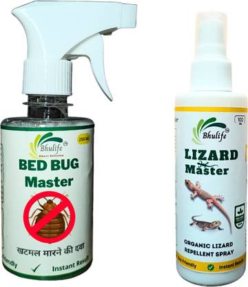 BhuLife Bedbug Spray Strong 250ML and Safe Lizard Spray Natural Oil Based 100ML
