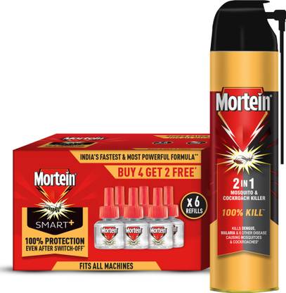 Mortein 2in1 Mosquito Killer & Cockroach spray 600ml+45ml *6 Repellent Refill