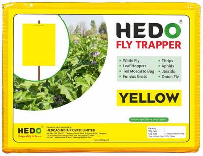 HEDO Fly Trapper Yellow Sticky Sheet To Control Thrips Aphid &Whitefly Pack Of(25Pcs)