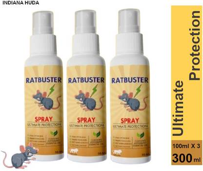 INDIANA HUDA Rat Buster 3 x 100ml | Rat Spray for Home & Car | Powerful Rodent Repellent