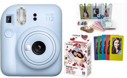 Fujifilm Instax Instax Mini 12 with (10 Mini Heart Sketch Film, Magnet & Bunting) Instant Camera