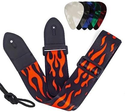 Mocking Bird Guitar Strap Fire Flame cool pattern Belt For Acoustic/Electric/Bass Guitars Polyester, Nylon Strap