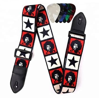 AMG Music Guitar Strap with Picks Adjustable Guitar Belt For Acoustic/Bass/Electric Guitar Polyester, Nylon Strap