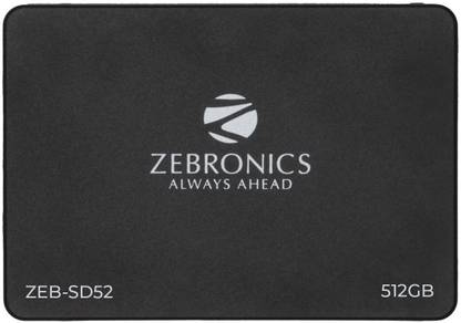 ZEBRONICS ZEB-SD52 512 GB Desktop, Laptop Black SATA III Internal Solid State Drive (SSD) (ZEB-SD52 SSD 512GB, SATA II and SATA III Interface, QLC, Silent Operation)