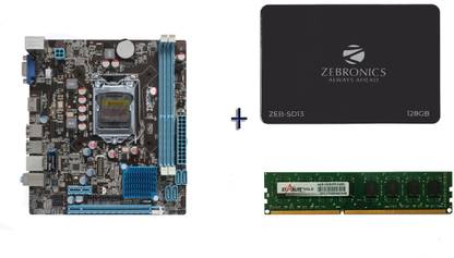 ZEBRONICS H61 Motherboard + 4GB DDR3 1600MHz Desktop RAM + Sata 2.5" 128 GB Desktop Black SATA Internal Solid State Drive (SSD) (H61+4GBB DDR3+128 GB SSD)