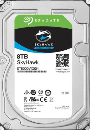 Seagate SKYHAWK 8 TB Surveillance Systems SILVER & BLACK SATA Internal Hard Disk Drive (HDD) (ST8000VE001)