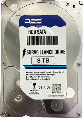 D25 Video 3TB Hard Disk for 4 Channel / 8 Channel / 16 Channel / 32 Channel HD DVR 3 TB Surveillance Systems Silver SATA Internal Hard Disk Drive (HDD) (Video 3TB Surveillance Hard Disk for CCTV Camera DVR)