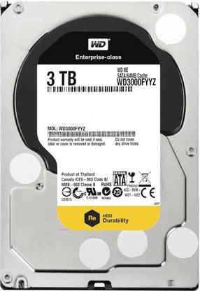 Western Digtal RE4 3 TB Desktop, Surveillance Systems, Network Attached Storage, Servers, All in One PC's Grey, black SATA Internal Hard Disk Drive (HDD) (?WD3000FYYZ)
