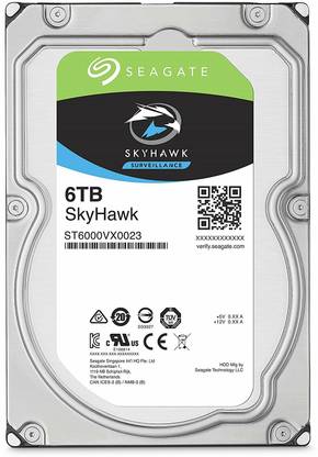 Seagate SKYHAWK 6 GB Surveillance Systems SILVER & BLACK SATA Internal Hard Disk Drive (HDD) (ST6000VX001)
