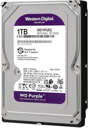 WD SATA 1 TB All in One PC's, Desktop, Surveillance Systems, Network Attached Storage Purple SATA Internal Hard Disk Drive (HDD) (WD10EZEX)