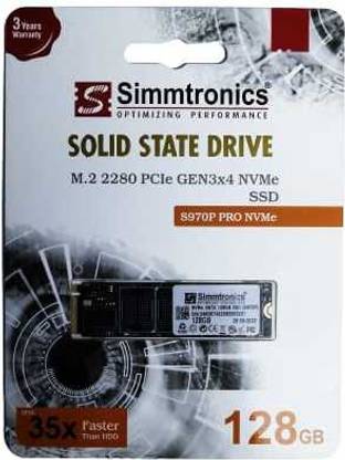 Simmtronics M.2 128 GB Laptop Black M.2 Internal Solid State Drive (SSD) (NVMe 128gb ssd ( s970p))