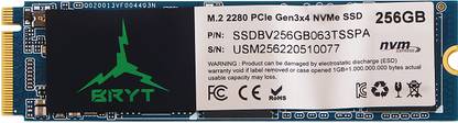 BRYT PCIe NVMe Gen 3x4 SSD 256 GB Desktop, Laptop Black PCIe NVMe Internal Solid State Drive (SSD) (Read Speed up to 1950 MB/s & Write Speed up to 1200 MB/s)