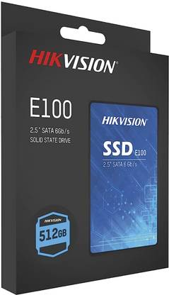 HIKVISION E100 512 GB Desktop, All in One PC's, Laptop, Surveillance Systems Black SATA Internal Solid State Drive (SSD) (HS-SSD-E100)