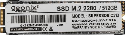 GEONIX M.2 SSD 512 GB Desktop, Laptop Black M.2 Internal Solid State Drive (SSD) (SUPERSONIC512 M.2)