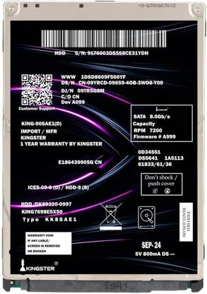 kingster Hard Drive 500 GB Laptop BLACKK SATA Internal Hard Disk Drive (HDD) (500GB Internal Hard Drive HDD 2.5 Inch SATA 6 Gb/s,5400 RPM,128MB)