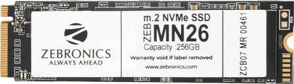 ZEBRONICS MN26, 256GB, M.2 NVMe 2280, Ultra High Speeds upto 2200MB/s, S.M.A.R.T 256 GB All in One PC's, Desktop, Laptop Black PCIe NVMe Internal Solid State Drive (SSD) (ZEB MN26)