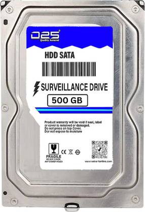D25 500GB SATA Hard Drive for Desktop/Surveillance–8.89 cm(3.5 Inch),6 Gb/s 7200 RPM 500 GB Surveillance Systems Silver SATA Internal Hard Disk Drive (HDD) (High Speed Data Transfer, Heavy Duty HDD with 256MB Cache for Desktop/CCTV DVR)