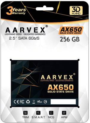 AARVEX AX650 256 GB Laptop, Desktop Black SATA III Internal Solid State Drive (SSD) (AX650)