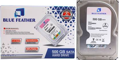Blue Feather SATA 7200 RPM 500 GB Desktop, Surveillance Systems Silver SATA Internal Hard Disk Drive (HDD) (BFDT50S)  (Interface: SATA, Form Factor: 3.5 inch)