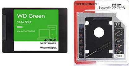 EXPERTRONICS WD Green with Caddy 9.5 MM 480 GB Laptop Green SATA III Internal Solid State Drive (SSD) (WDS480G3G0A)