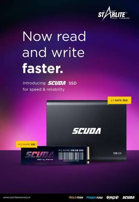 Starlite SCUDA 128GB SSD SATA Internal Optical Drive