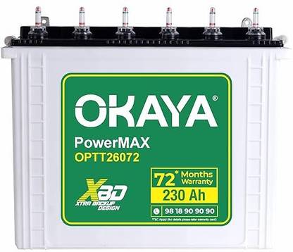 OKAYA 72 Months Warranty Tubular Inverter Battery