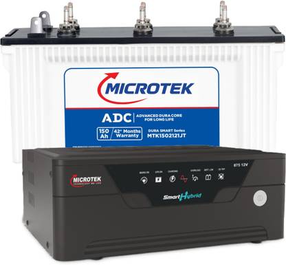 मिक्रोटेक MTK1502121JT 150Ah Battery With Smart Hybrid Digital & Sinewave 1075 Microtek 150ah Battery with UPS 1075 संशोधित साइन वेव इन्वर्टर