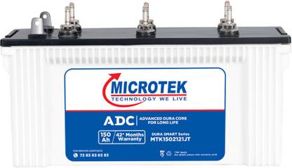 Microtek MTK1502121JT Dura Smart 150Ah/12V Inverter Battery With Advanced Dura Core Technology Pure Sine Wave Inverter