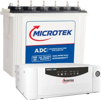 Microtek MTK1503024TT 150Ah/12V Inverter Battery With Super Power 1200 (12V) MTK1503024TT 150ah battery SW 1200 Pure Sine Wave Inverter