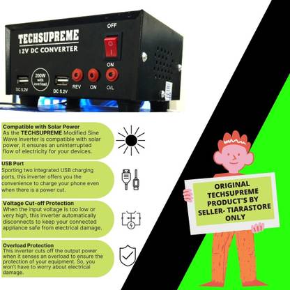 TechSupreme 500 VA with 3 Months Warranty Solar Compatible Square Wave Inverter