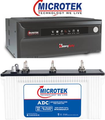 Microtek MTK150InverterDG1550 Dura Smart 150Ah/12V Battery with Heavy Duty Advanced Digital UPS Model 1550 Square Wave Inverter