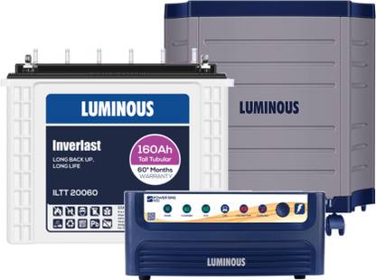 LUMINOUS Inverlast ILTT20060 Battery 160ah 60 Months Warranty PowerSine 1100 with Trolley Pure Sine Wave Inverter