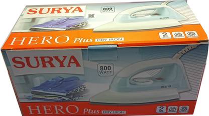 SURYA by Surya Hero Light weight Ironing Press with Thermal Fuse for Extra Safety 800 W Dry Iron